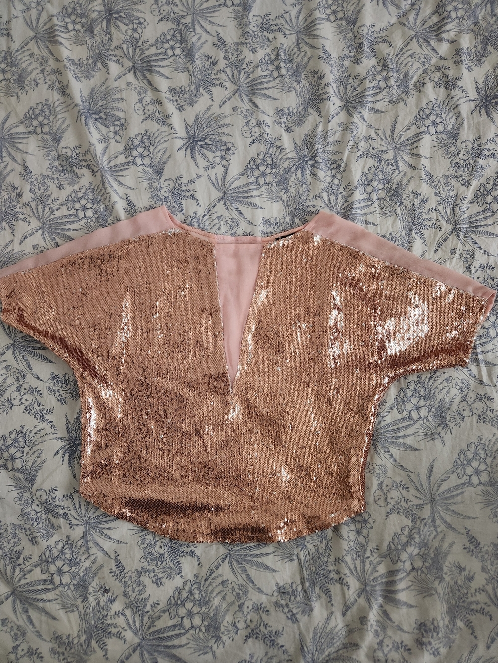 Sparkle & Fade Blush Top with Rose Gold Sequins
